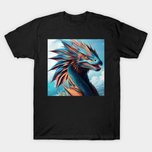 Ferocious Blue and Orange Frilled Dragon T-Shirt